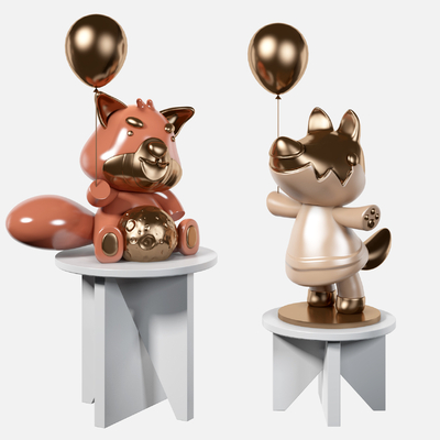  猫狗潮玩雕塑公仔su模型 