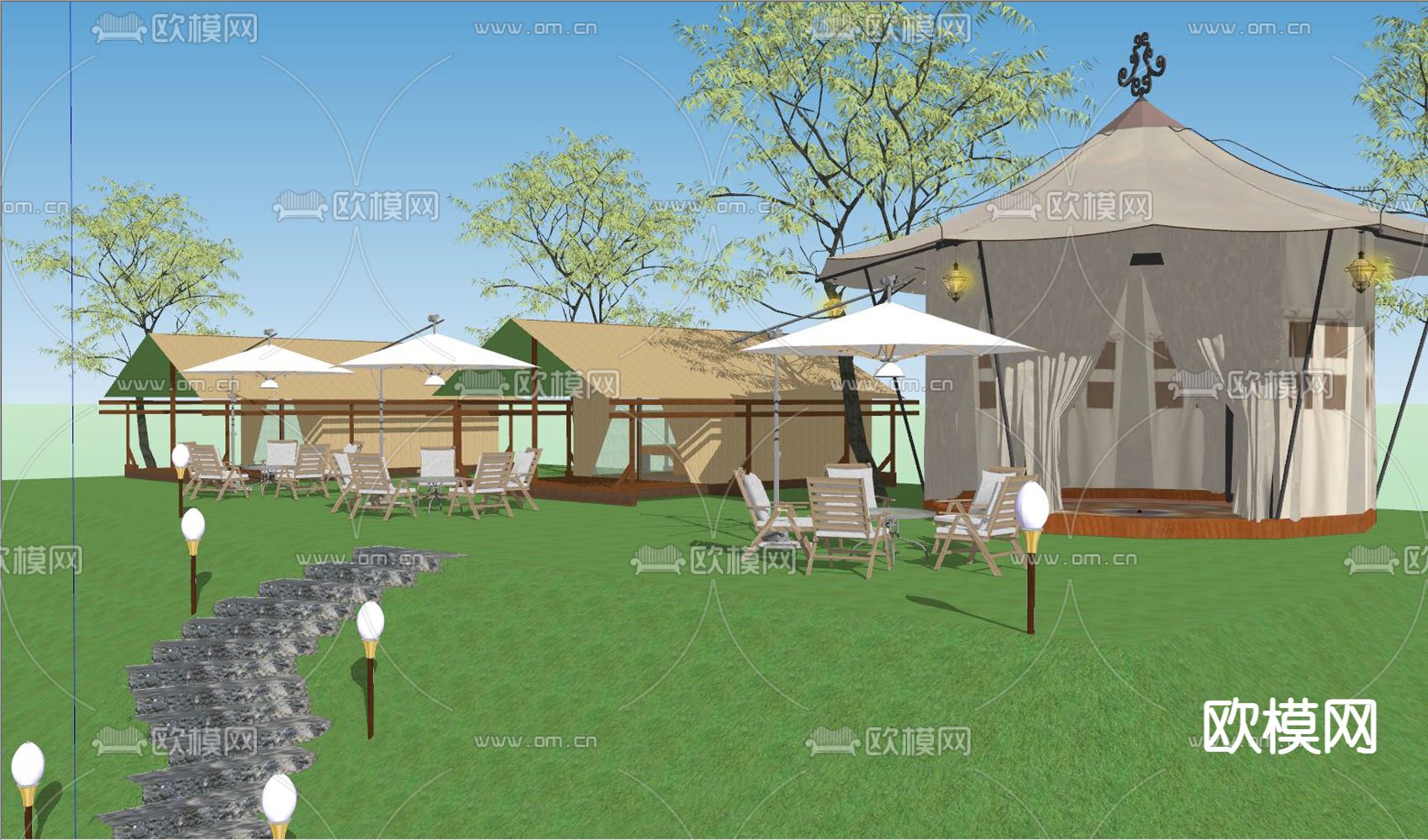 露营帐篷 露营基地su模型下载_ID12238183_sketchup模型下载-欧模网