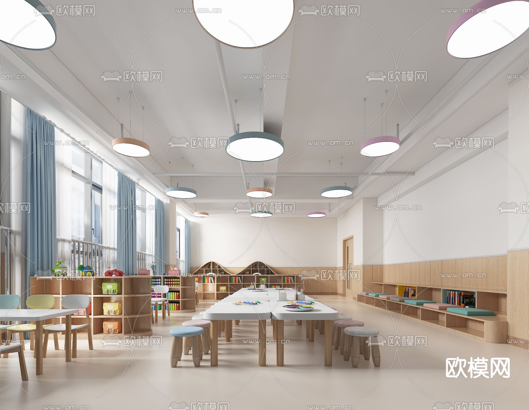 北欧幼儿园绘画室 绘本室3d模型下载