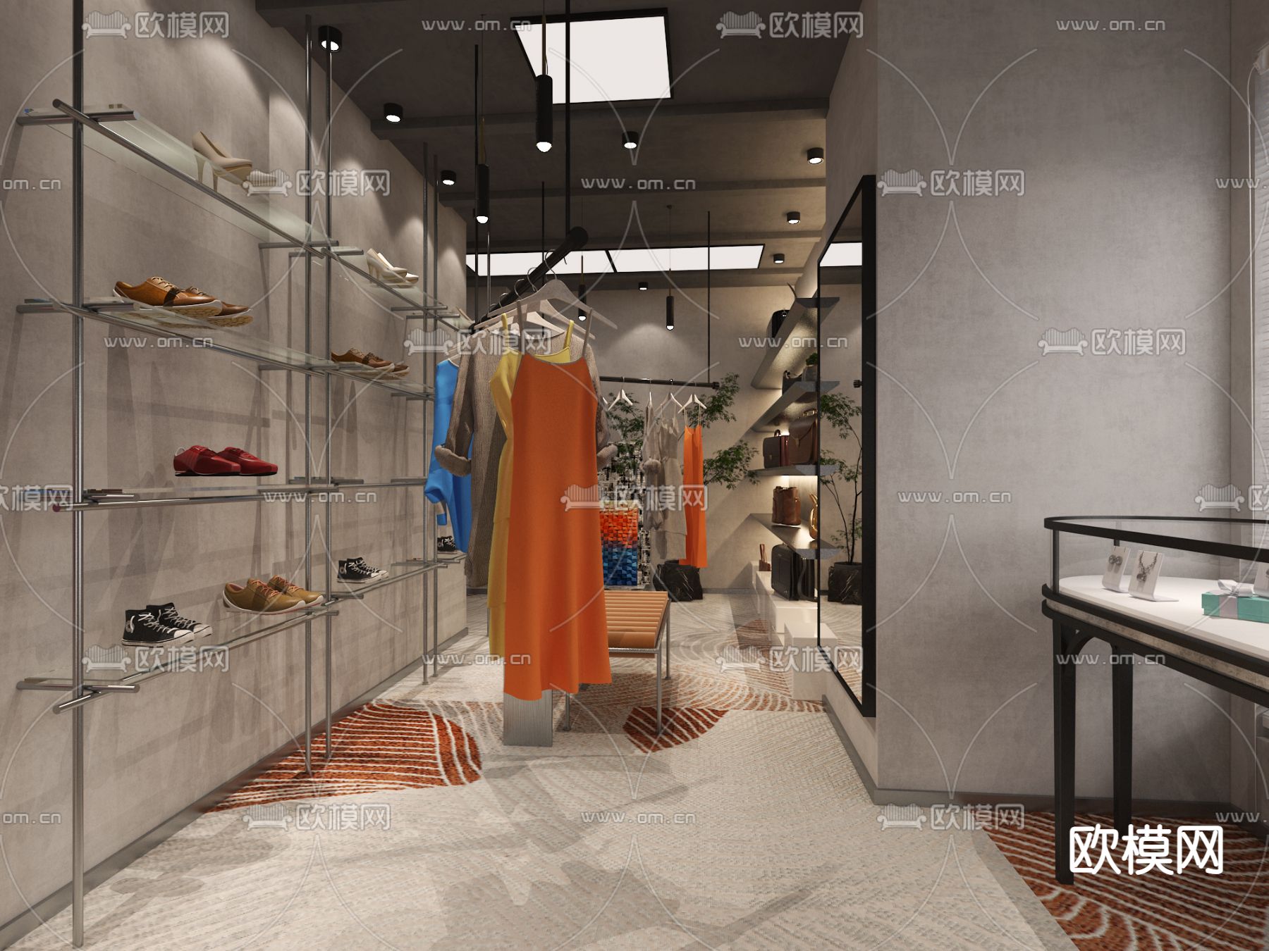 工业风服装店3d模型下载（渲染图2）