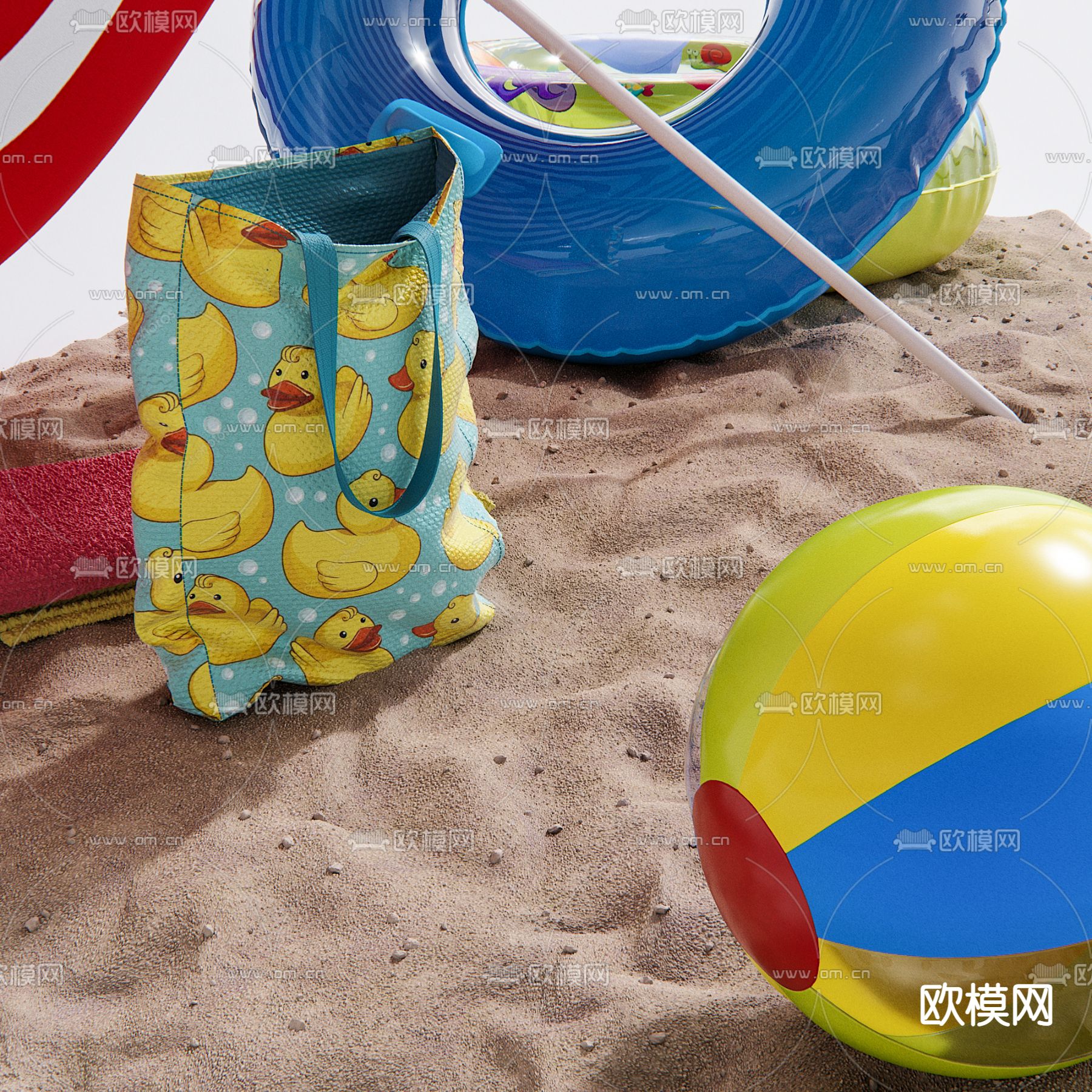 沙滩用品 游泳圈3d模型下载（渲染图3）