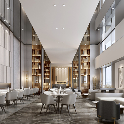  轻奢西餐厅su模型 