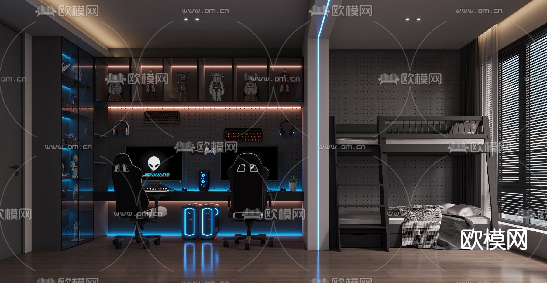 暗黑风电竞室 游戏室 电玩室3d模型