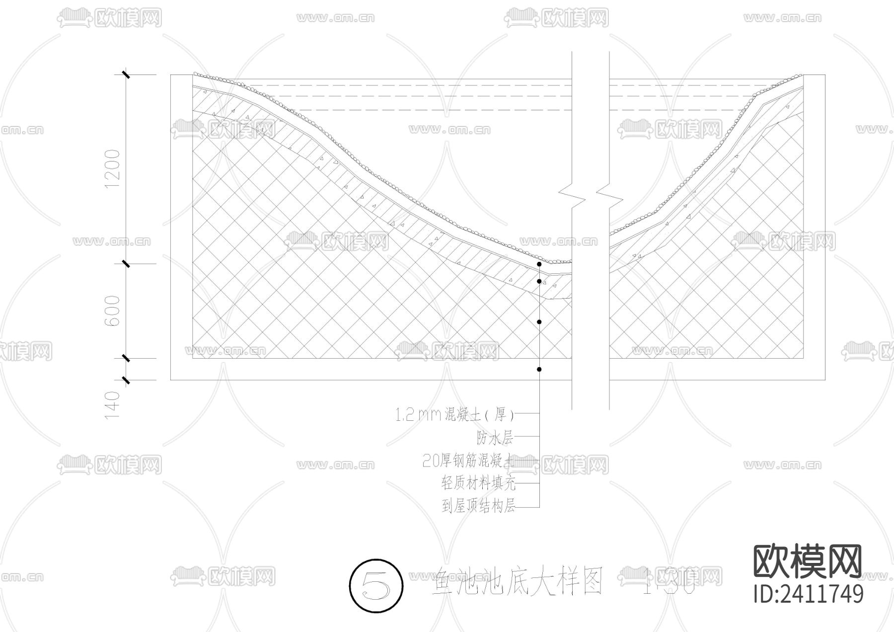水池木栈道做法设计cad施工图下载（渲染图4）