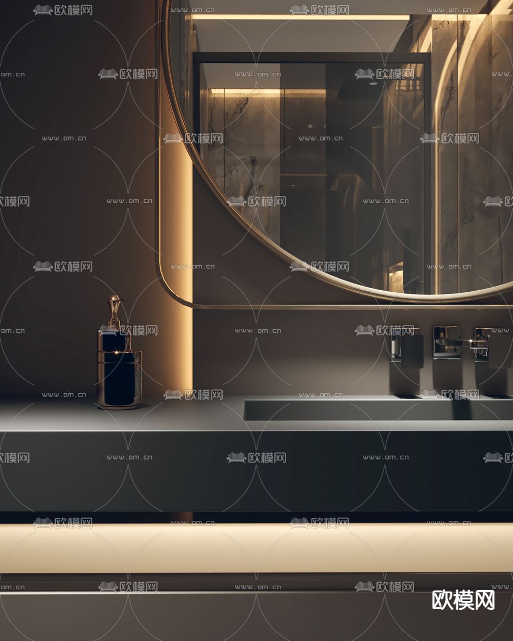 轻奢卫生间 浴室3d模型下载（渲染图2）