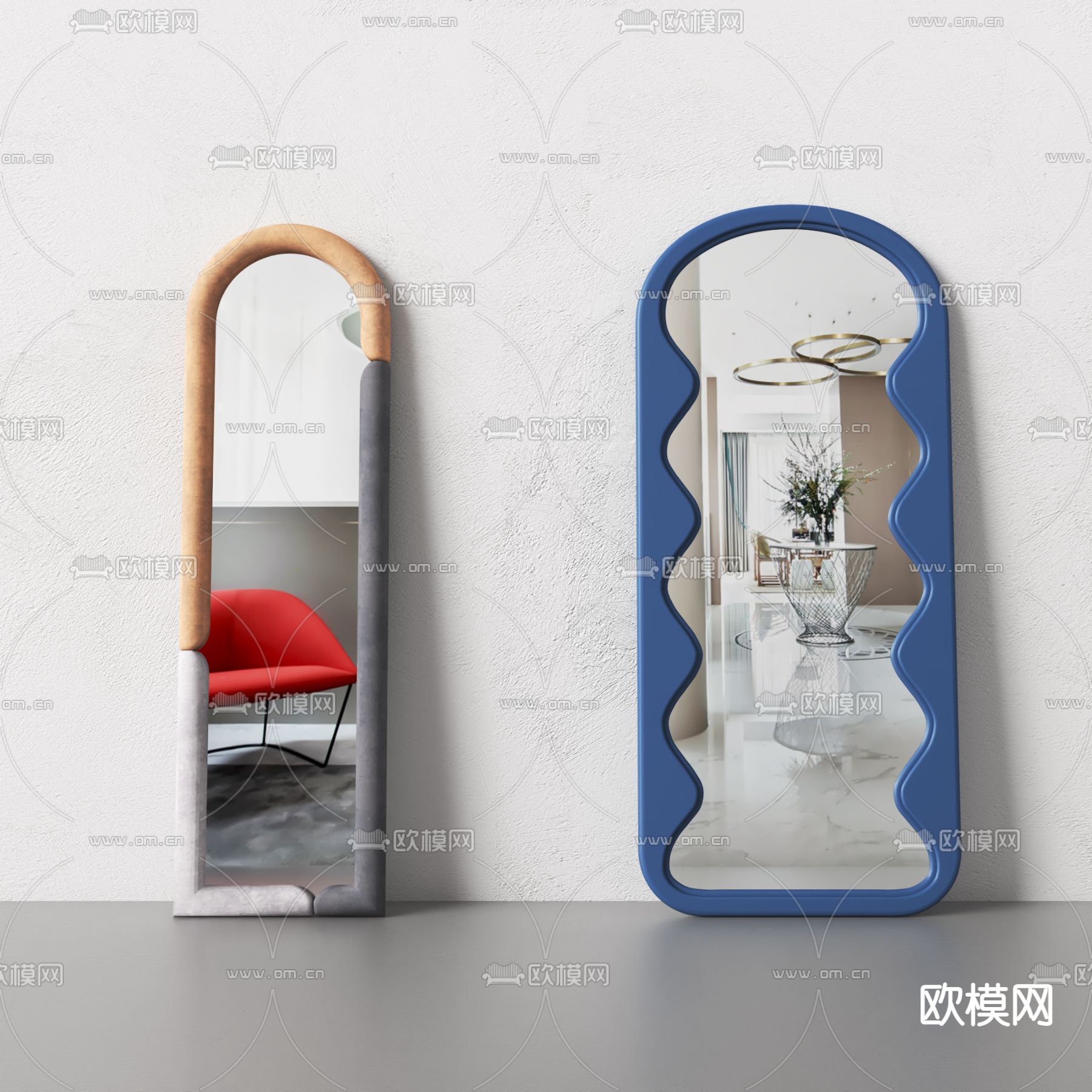 现代全身镜 穿衣镜su模型下载（渲染图1）