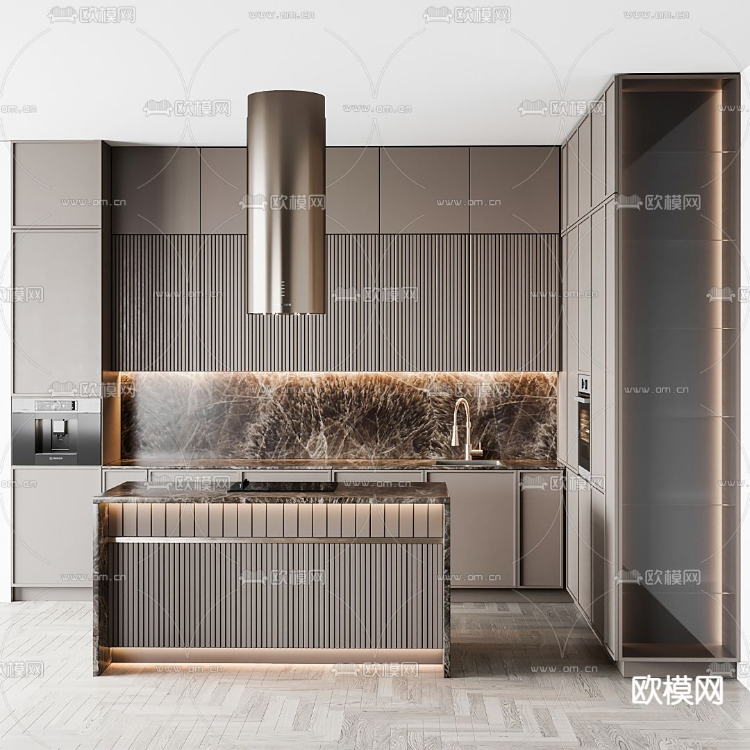 轻奢中岛橱柜3d模型下载