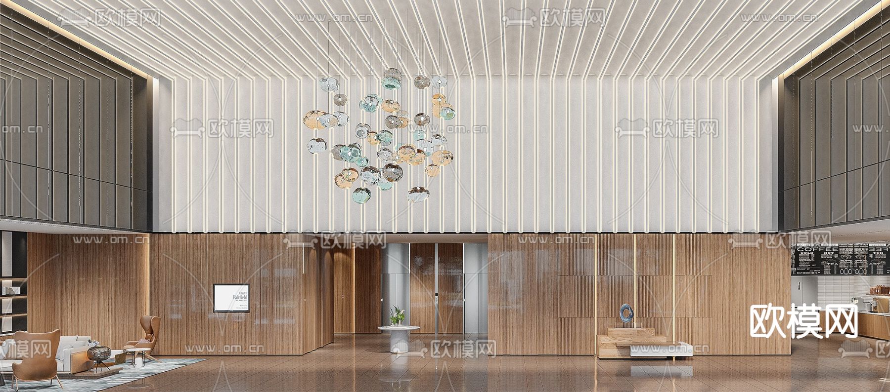 轻奢酒店大堂 过道3d模型下载（渲染图5）