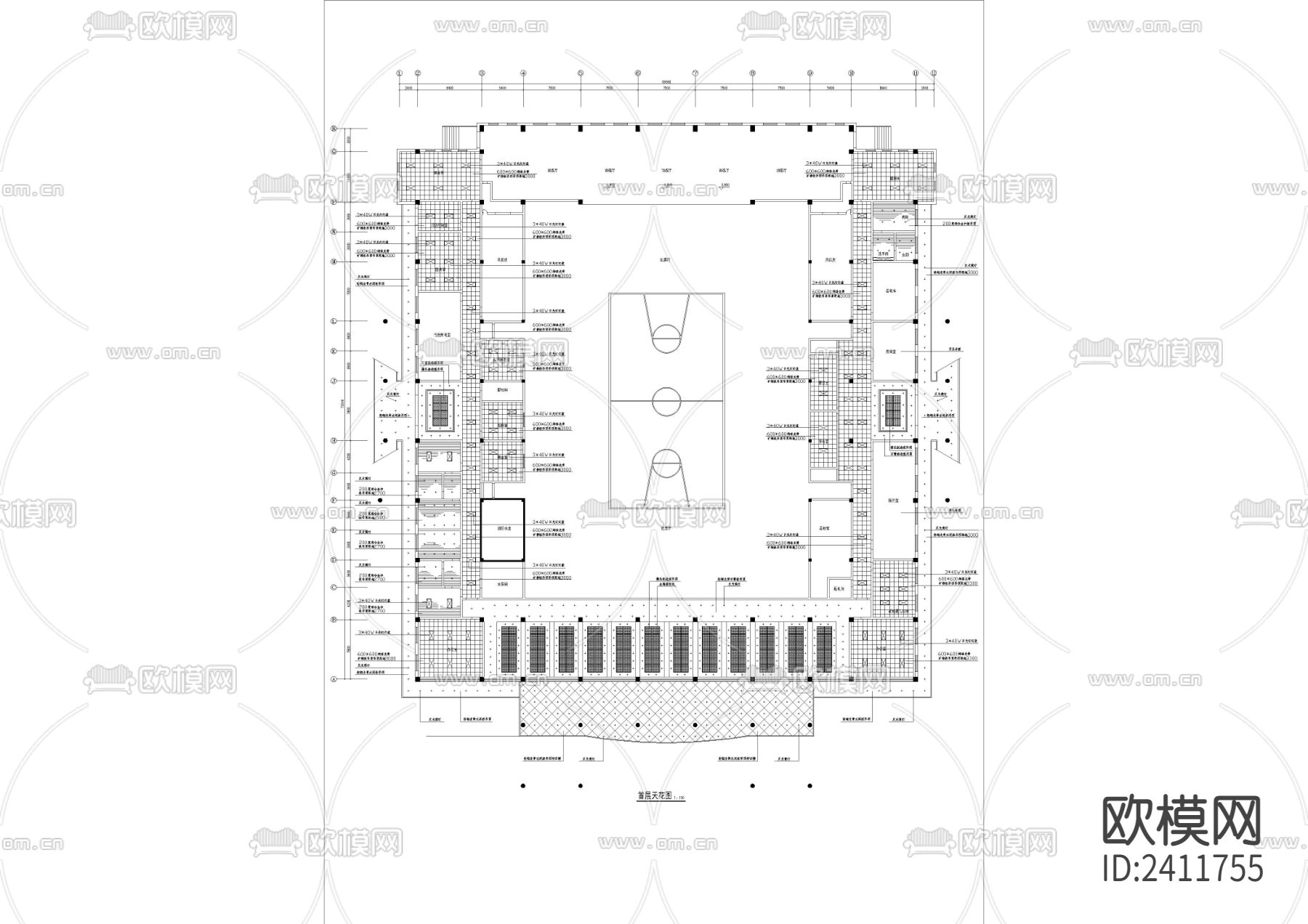 体育馆装修设计cad施工图下载（渲染图2）