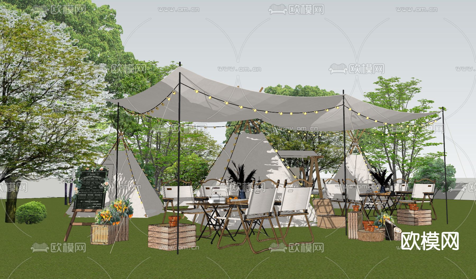 露营公园景观su模型下载（渲染图1）