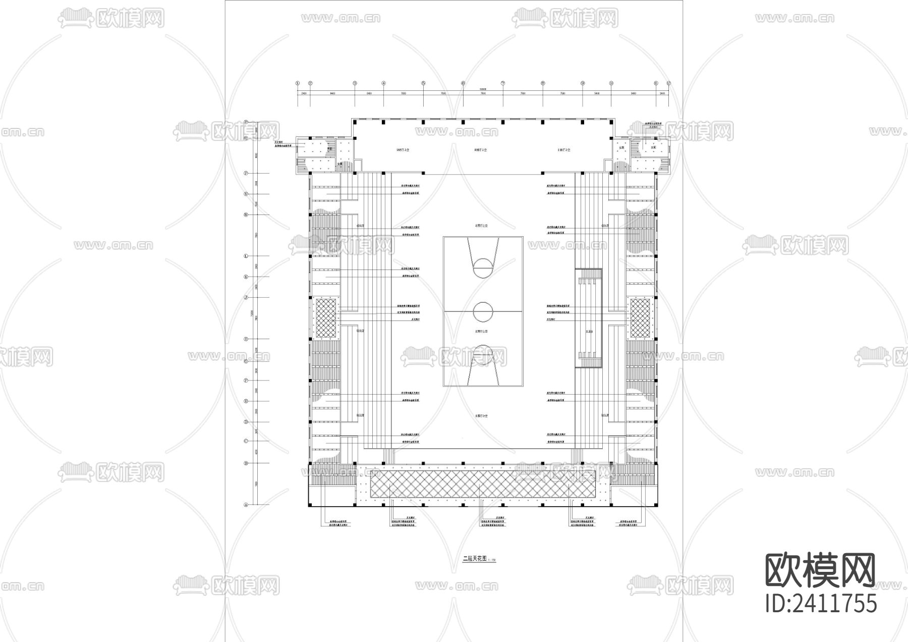 体育馆装修设计cad施工图下载（渲染图3）