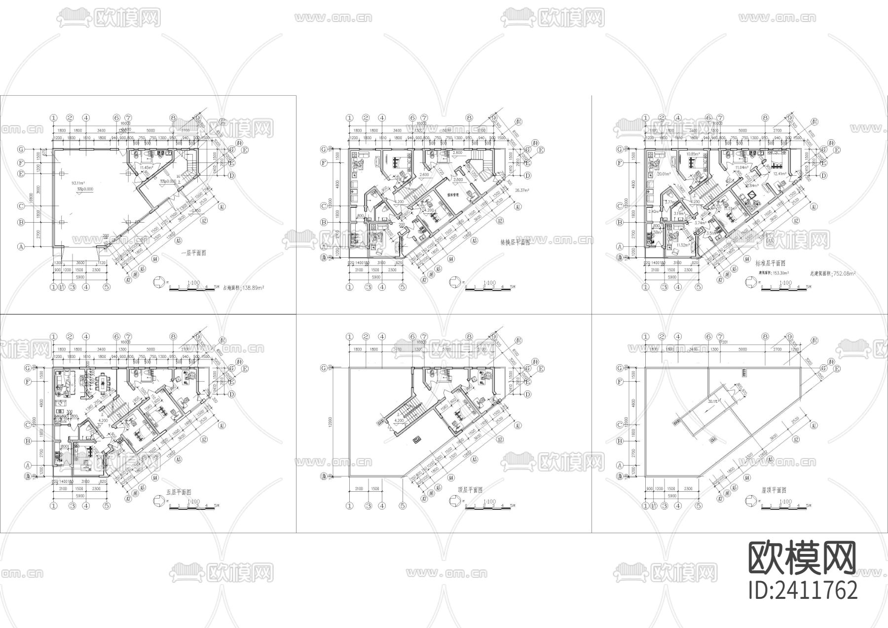 QH2031网红三间两层新中式农村宅基地自建房设计图二层小楼别墅设计图纸 - 青禾乡墅科技