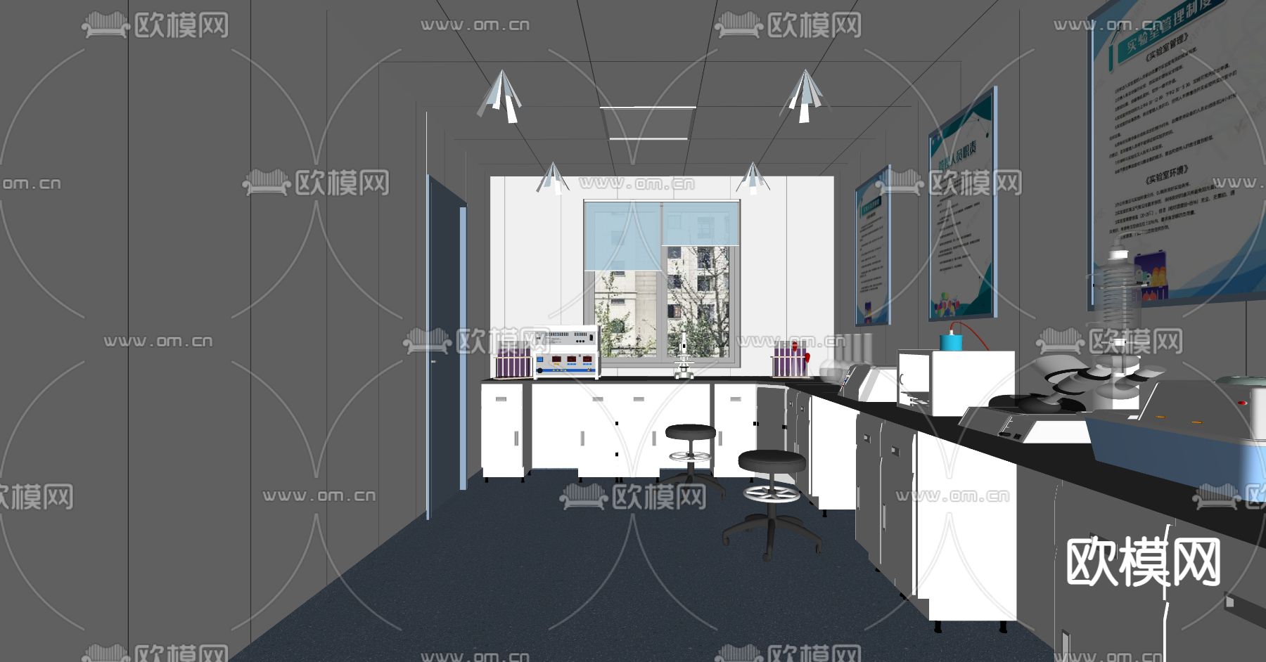 现代实验室 化验室su模型下载（渲染图2）