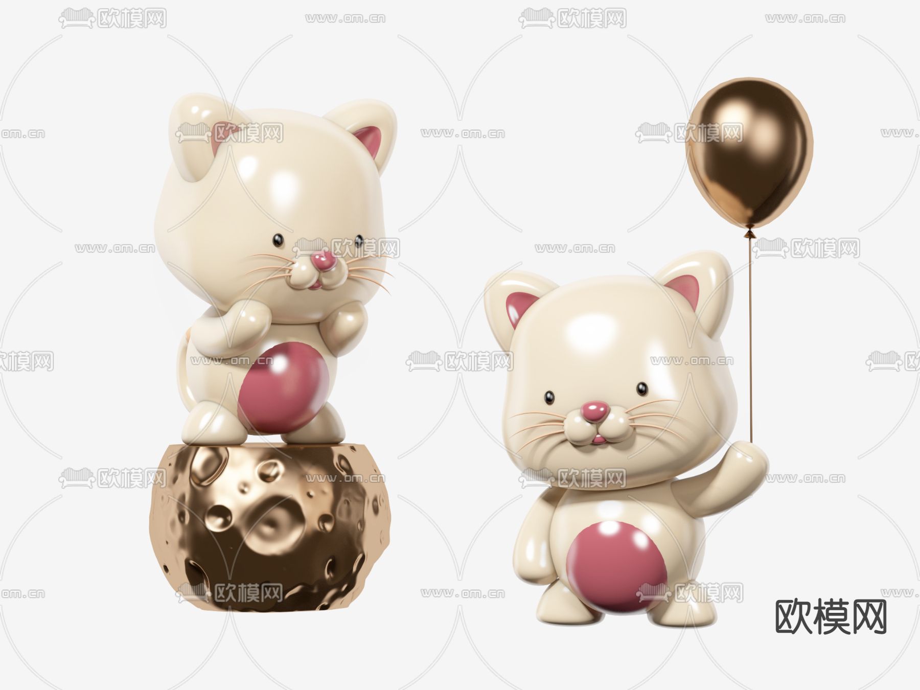 小猫潮玩公仔摆件su模型下载