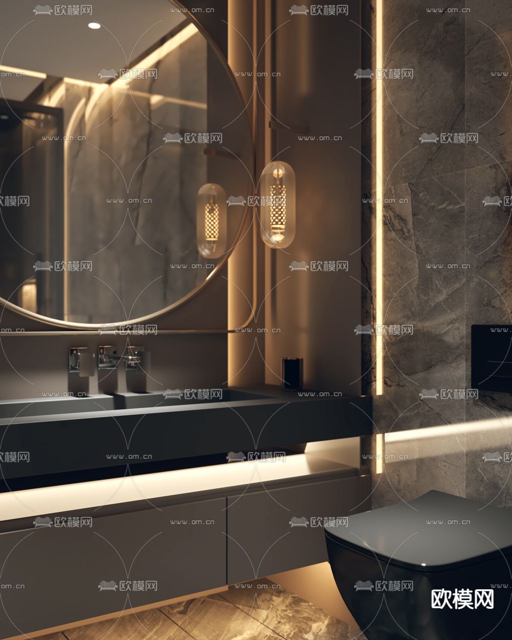 轻奢卫生间 浴室3d模型下载（渲染图3）