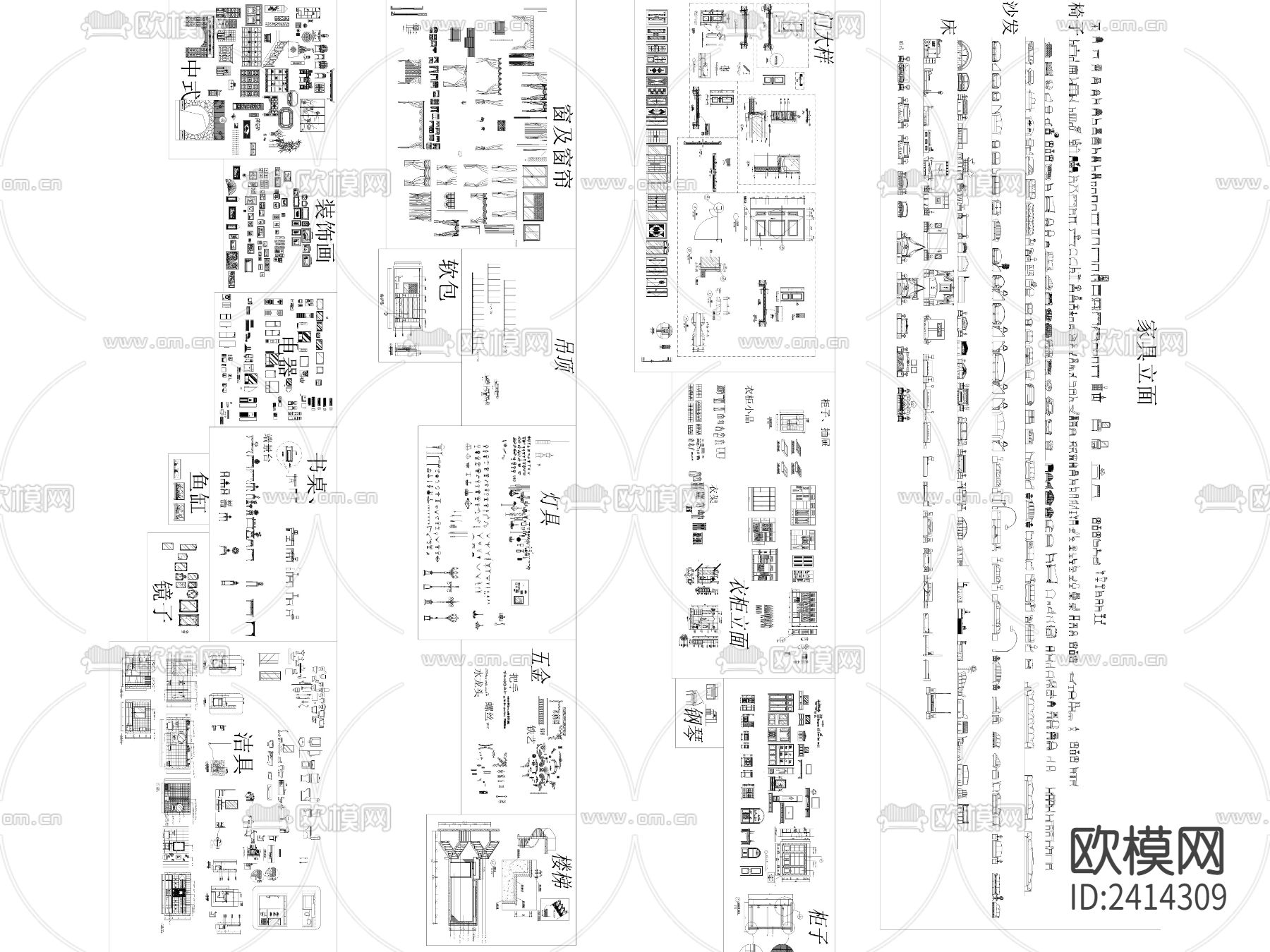 欧式立面节点设计cad施工图下载（渲染图3）