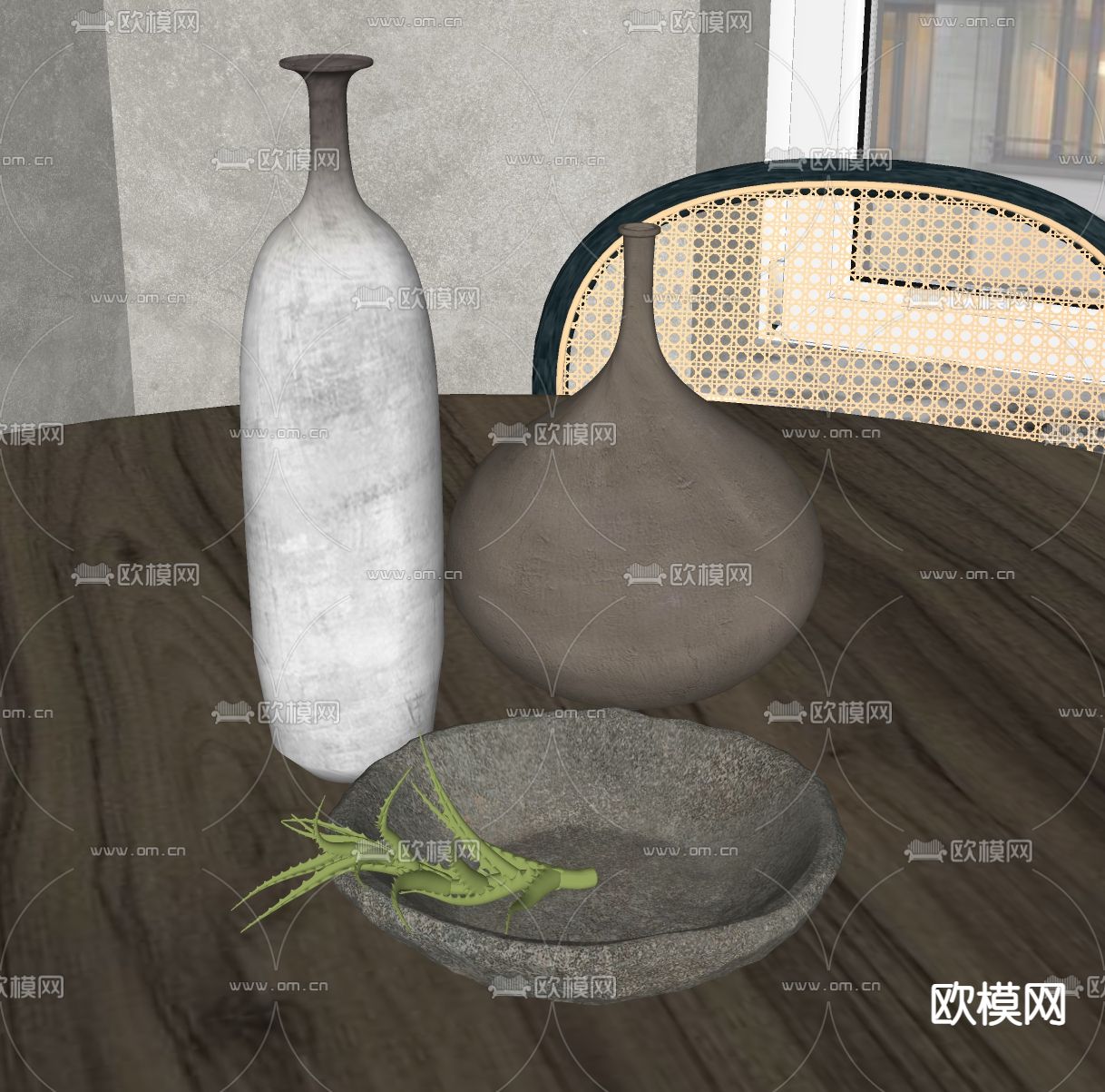 侘寂风陶罐器皿su模型下载（渲染图2）