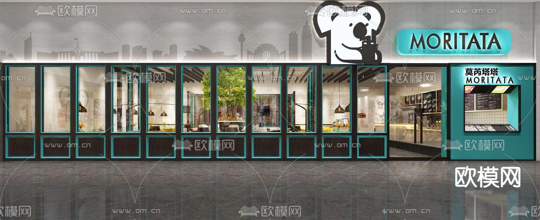 轻奢西餐厅su模型下载（渲染图2）