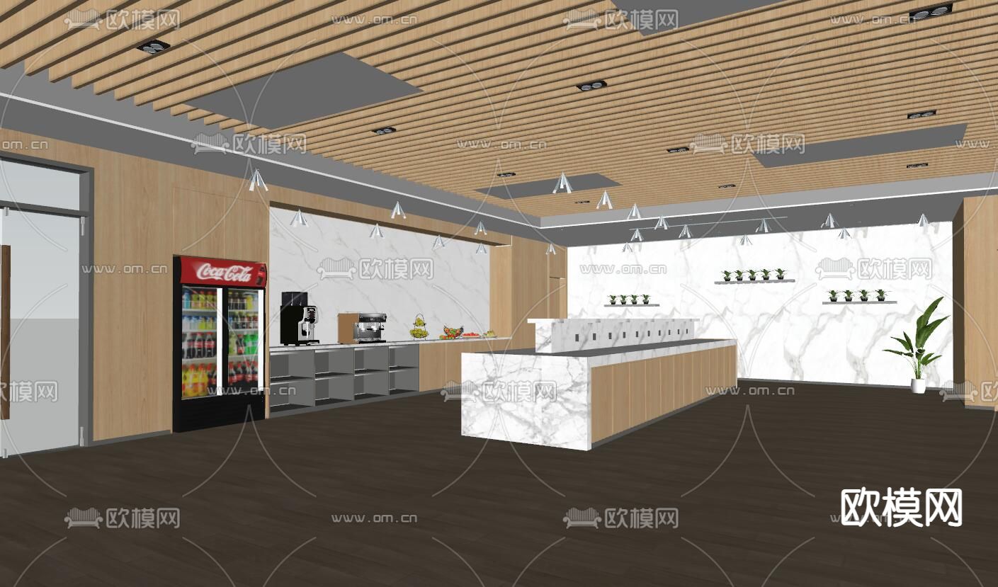 现代自助餐厅 自助餐台su模型