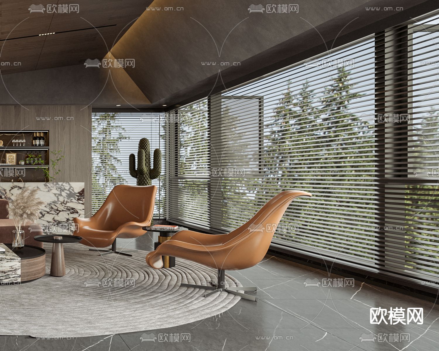 轻奢客厅3d模型下载（渲染图3）