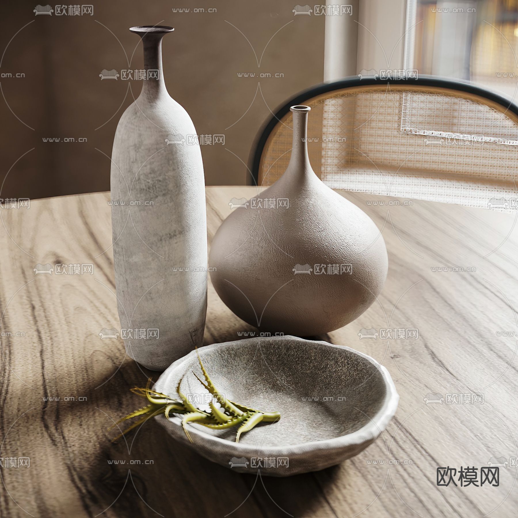 侘寂风陶罐器皿su模型下载（渲染图1）