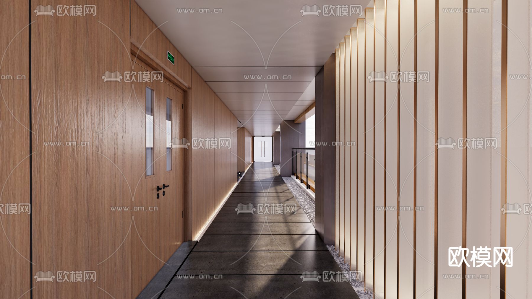 日式走道 走廊su模型下载（渲染图1）