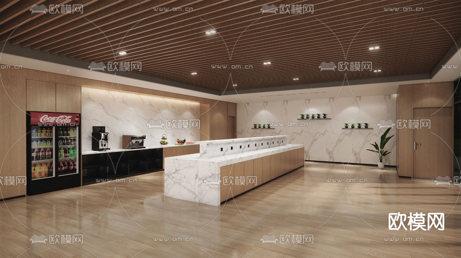 现代自助餐厅 自助餐台su模型