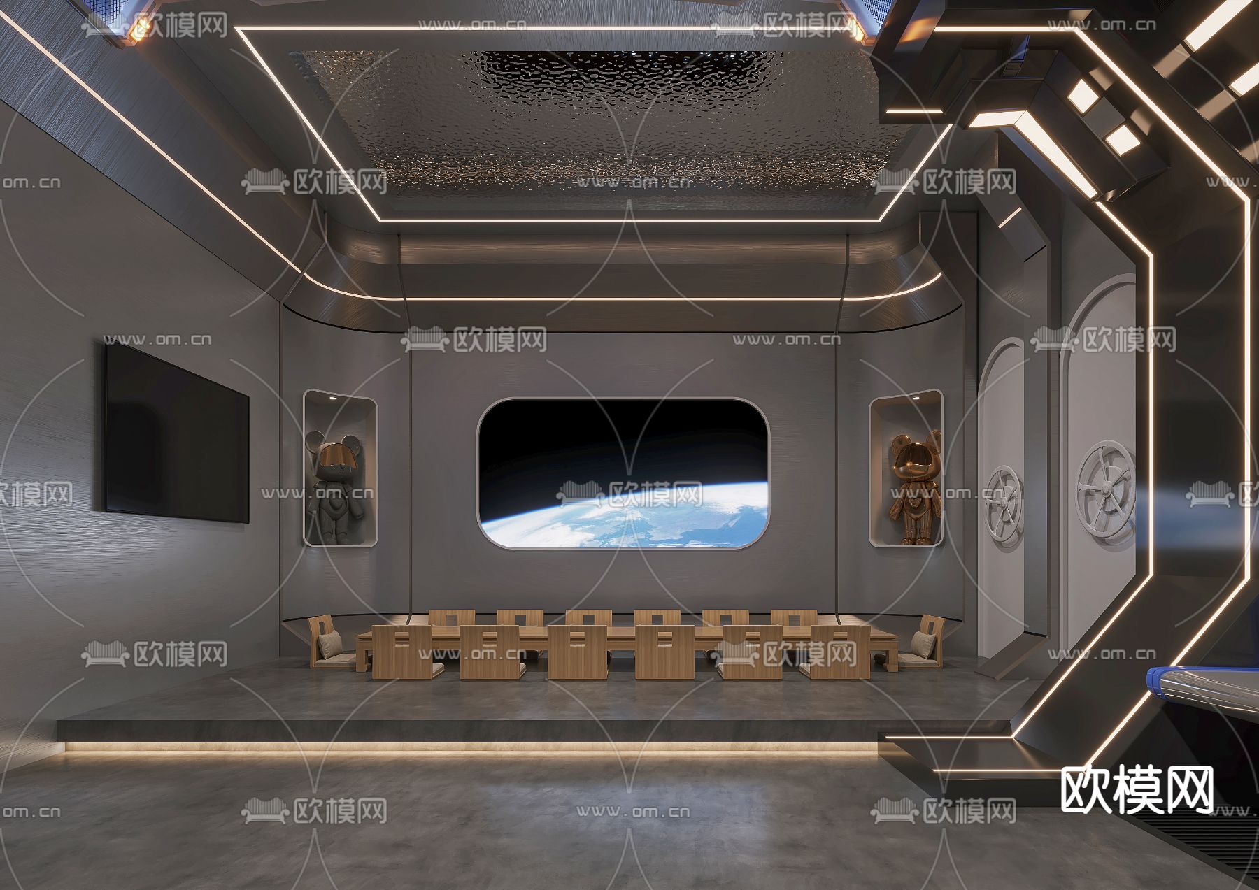 空间站办公室 太空舱办公室3d模型