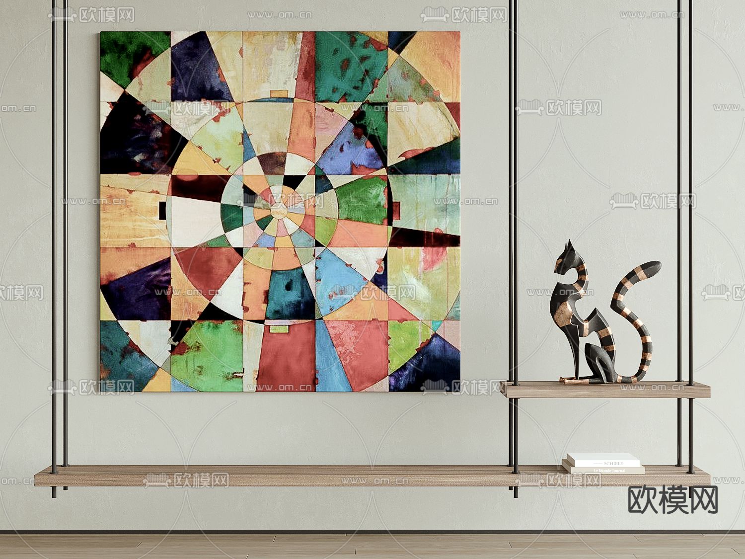 侘寂风装饰画su模型下载（渲染图1）