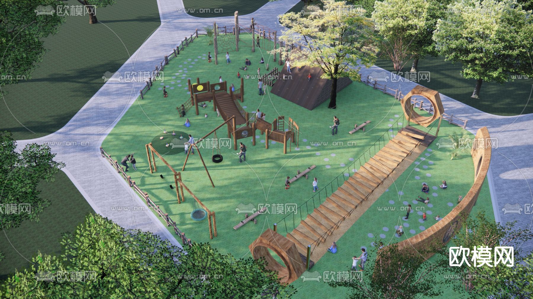 自然风儿童游乐区su模型下载（渲染图2）