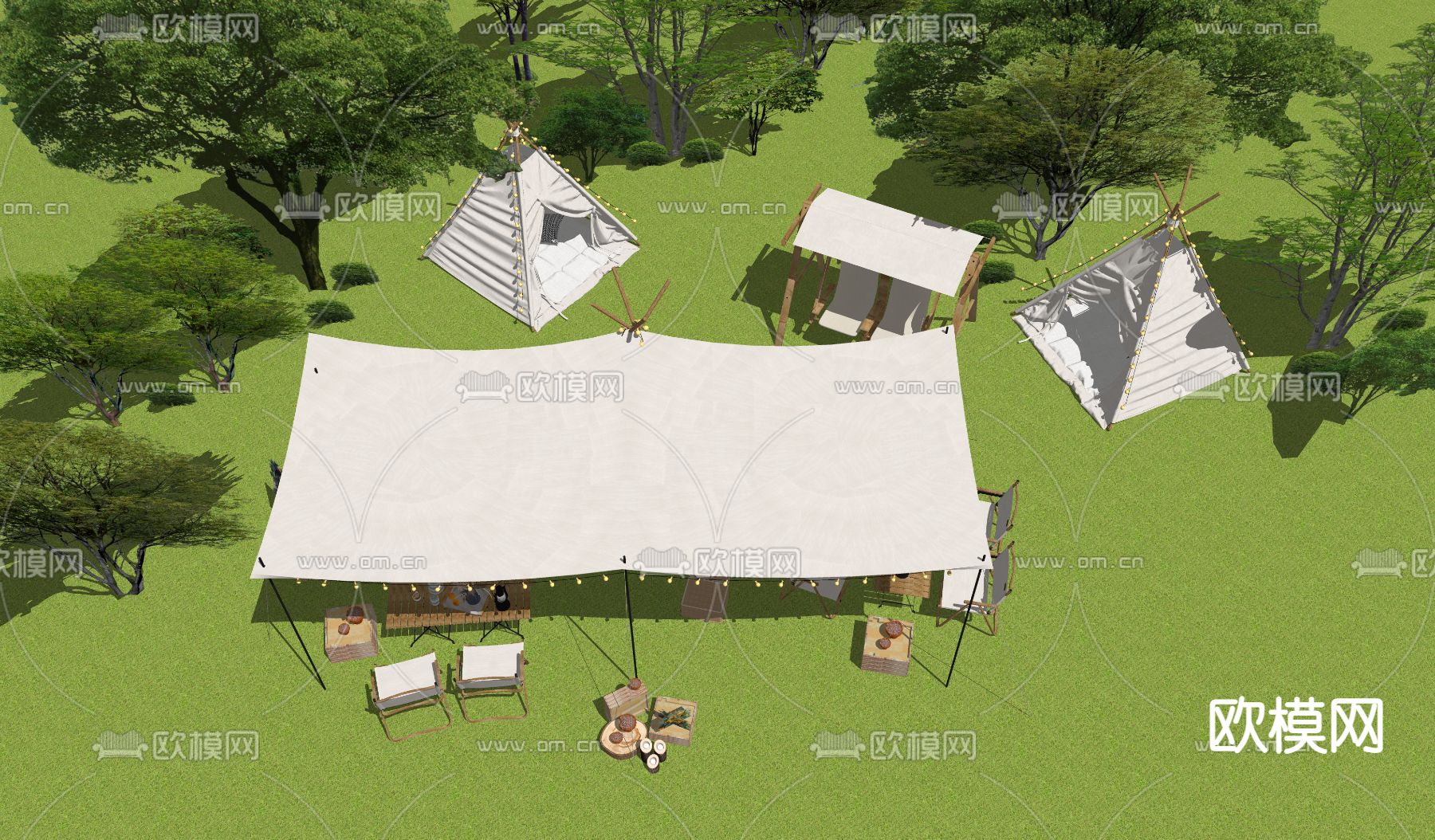 露营公园景观su模型下载（渲染图3）