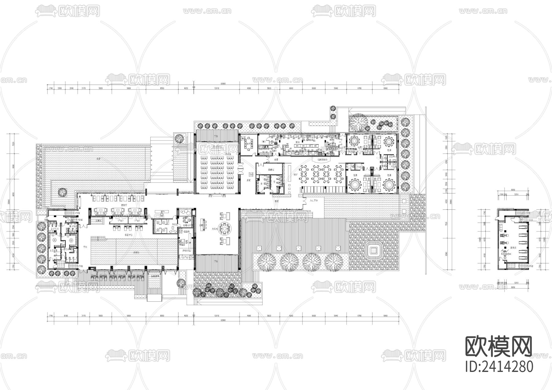 大型会所平面设计cad施工图-免费3dmax模型库-欧模网