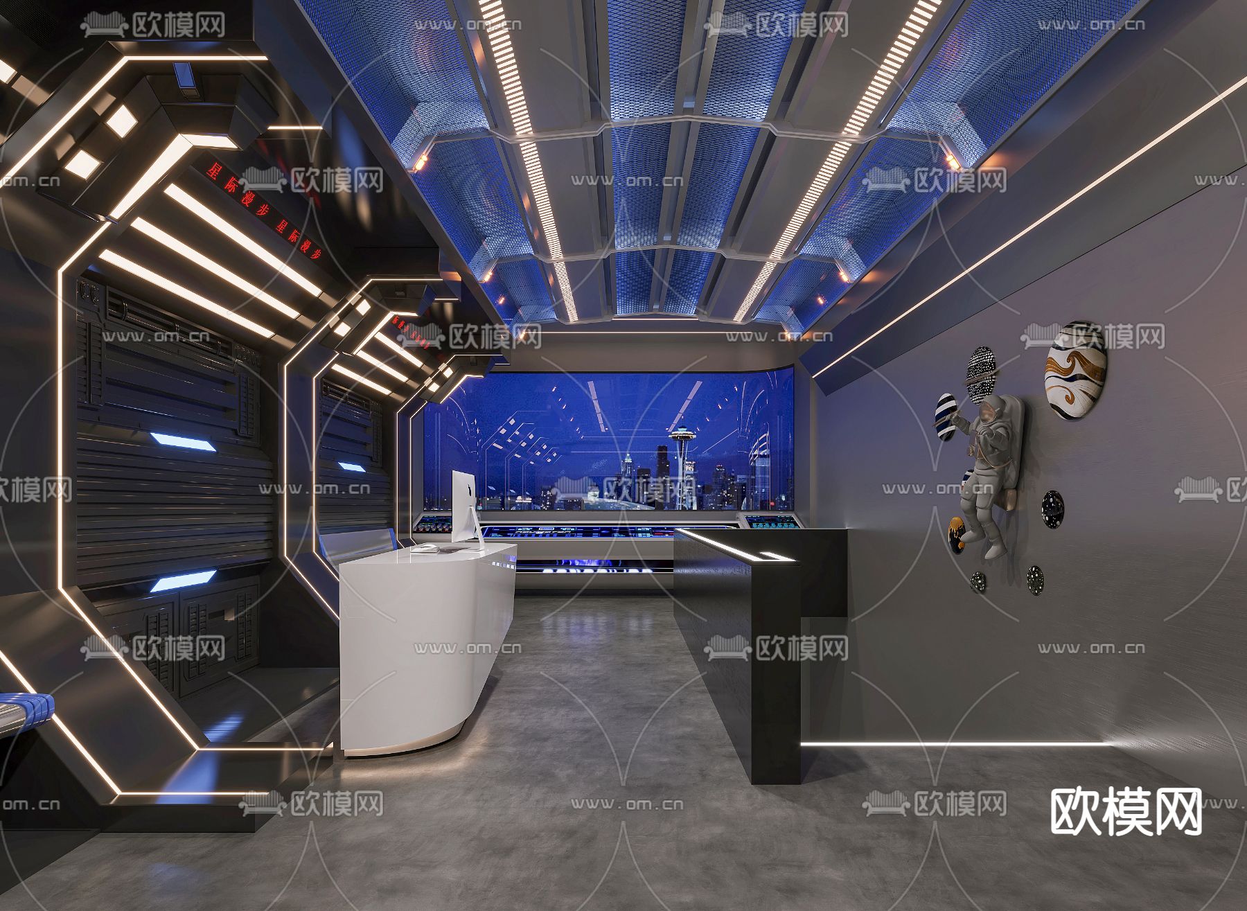 空间站办公室 太空舱办公室3d模型