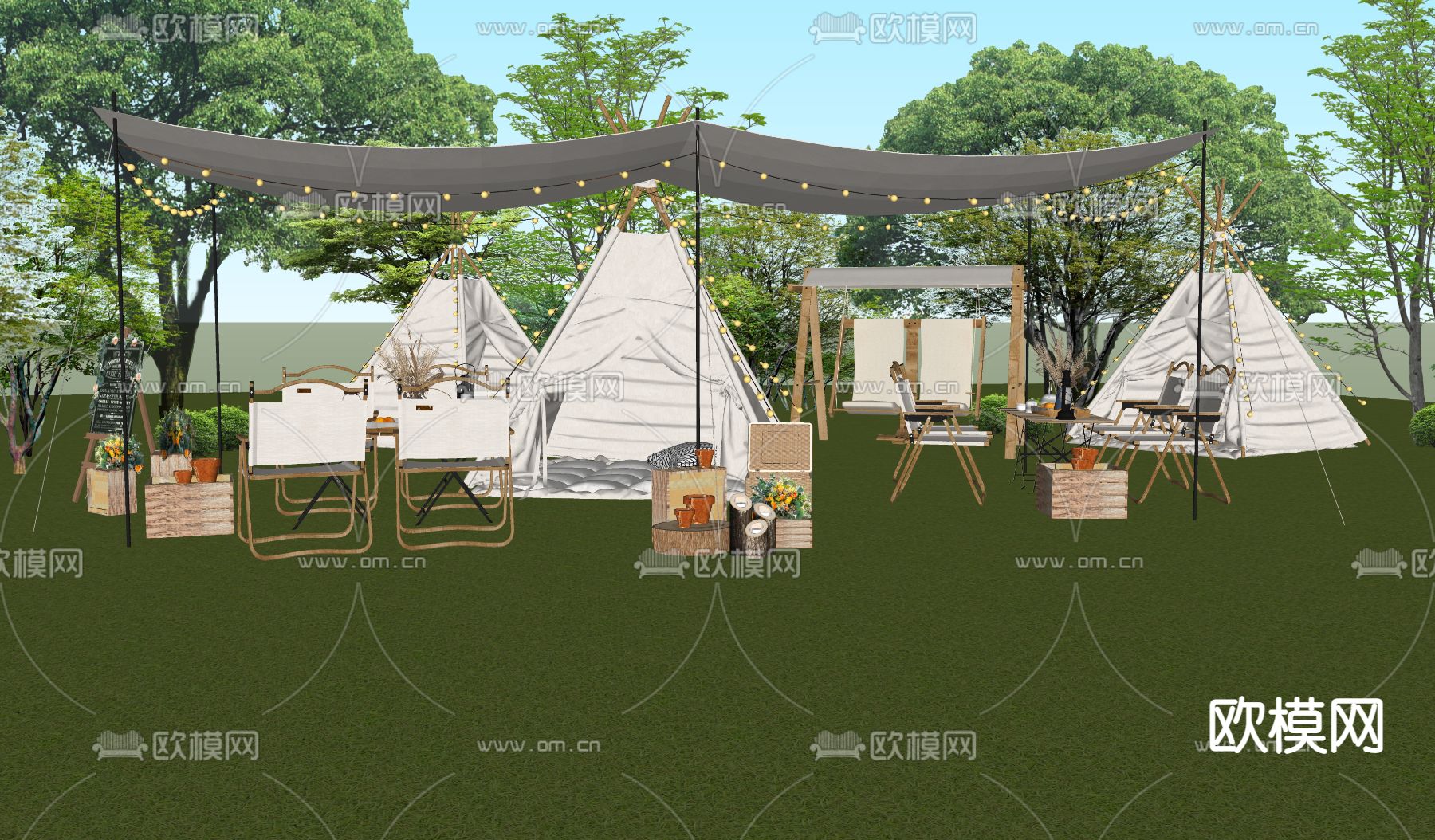 露营公园景观su模型下载（渲染图2）