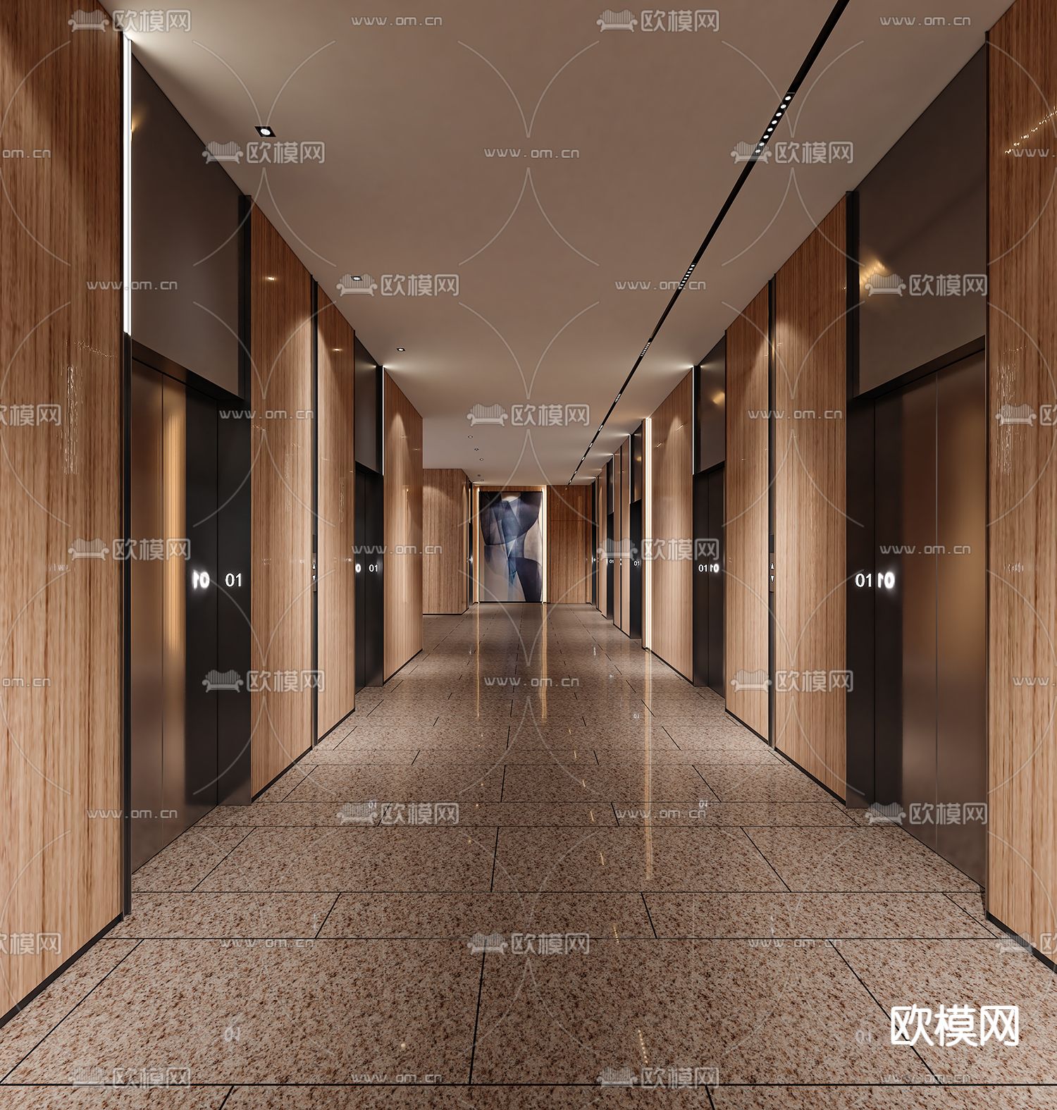 轻奢酒店大堂 过道3d模型下载（渲染图4）