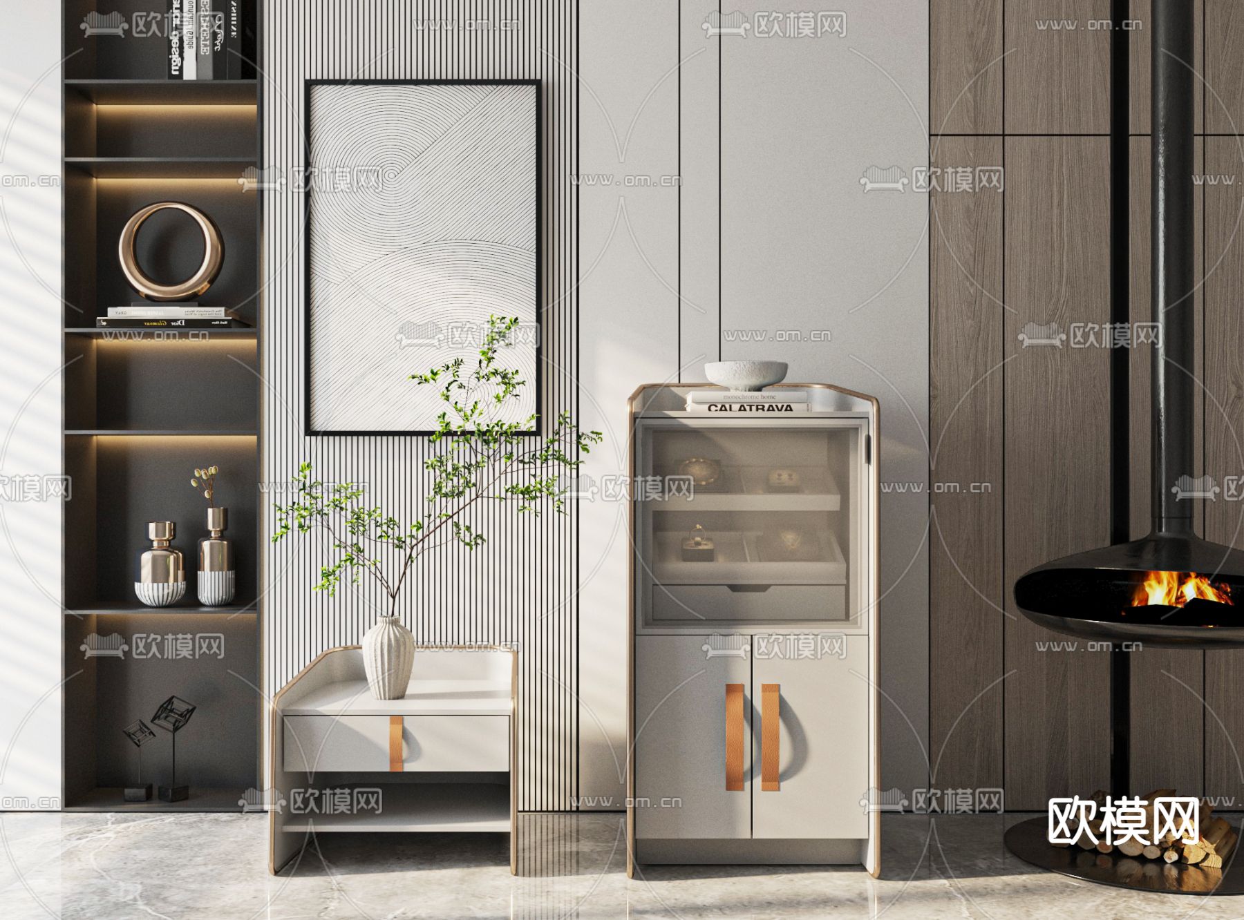 现代首饰柜 边柜3d模型下载