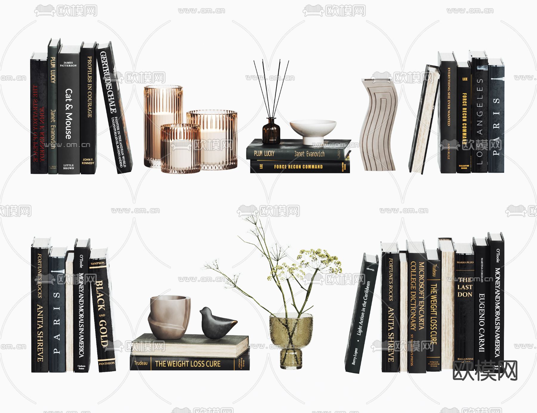 水培花瓶 书籍摆件3d模型下载