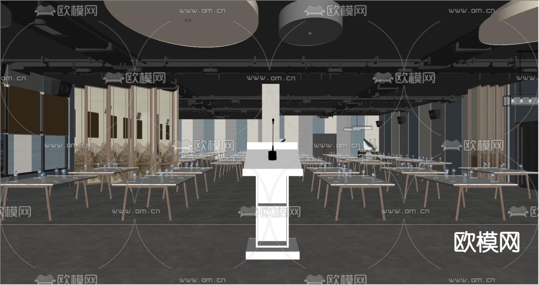 现代公司员工食堂su模型下载（渲染图2）