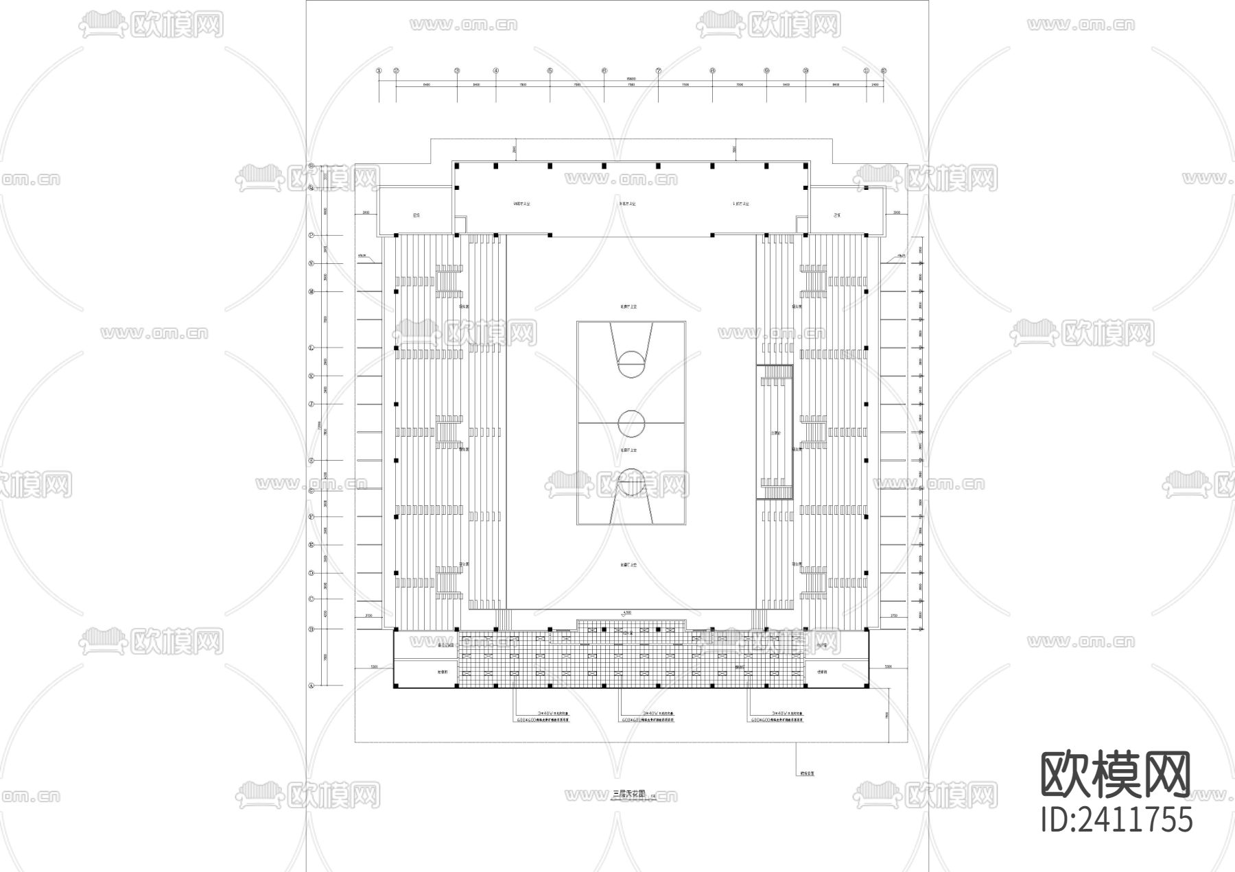 体育馆装修设计cad施工图下载（渲染图5）