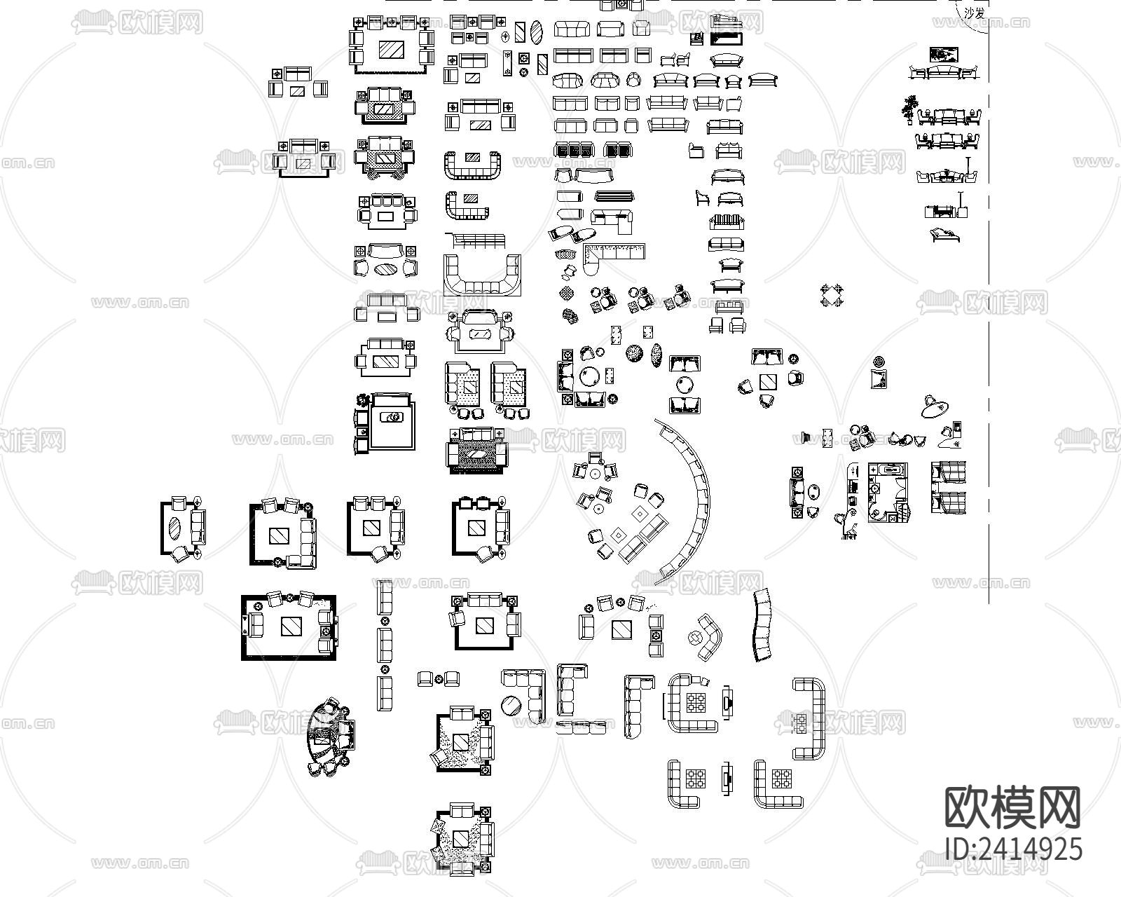 会议桌椅cad平面图库下载（渲染图3）