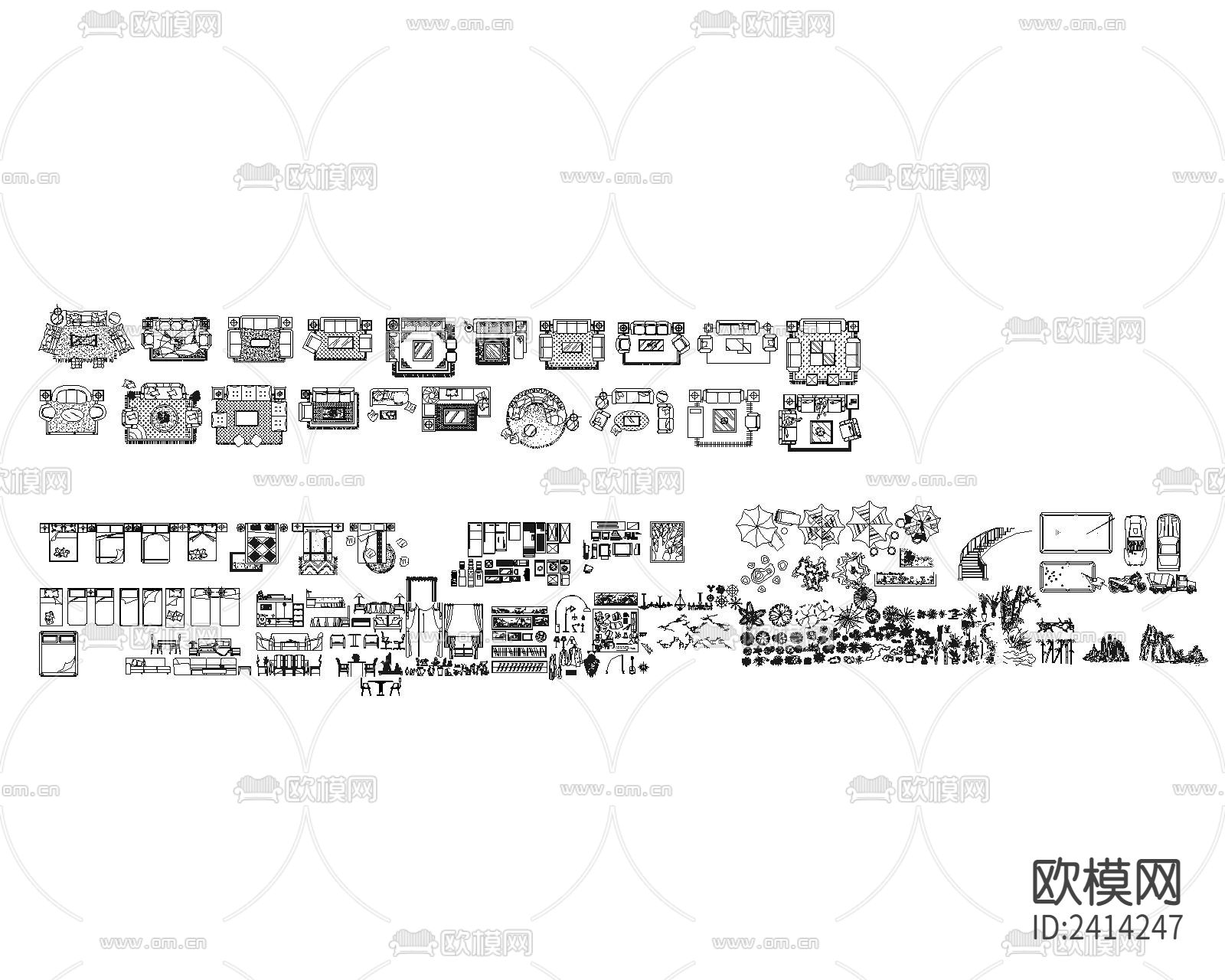 餐饮图库设计cad施工图下载（渲染图3）