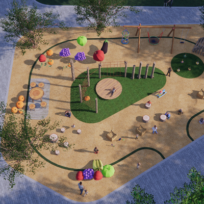  现代儿童游乐区su模型 