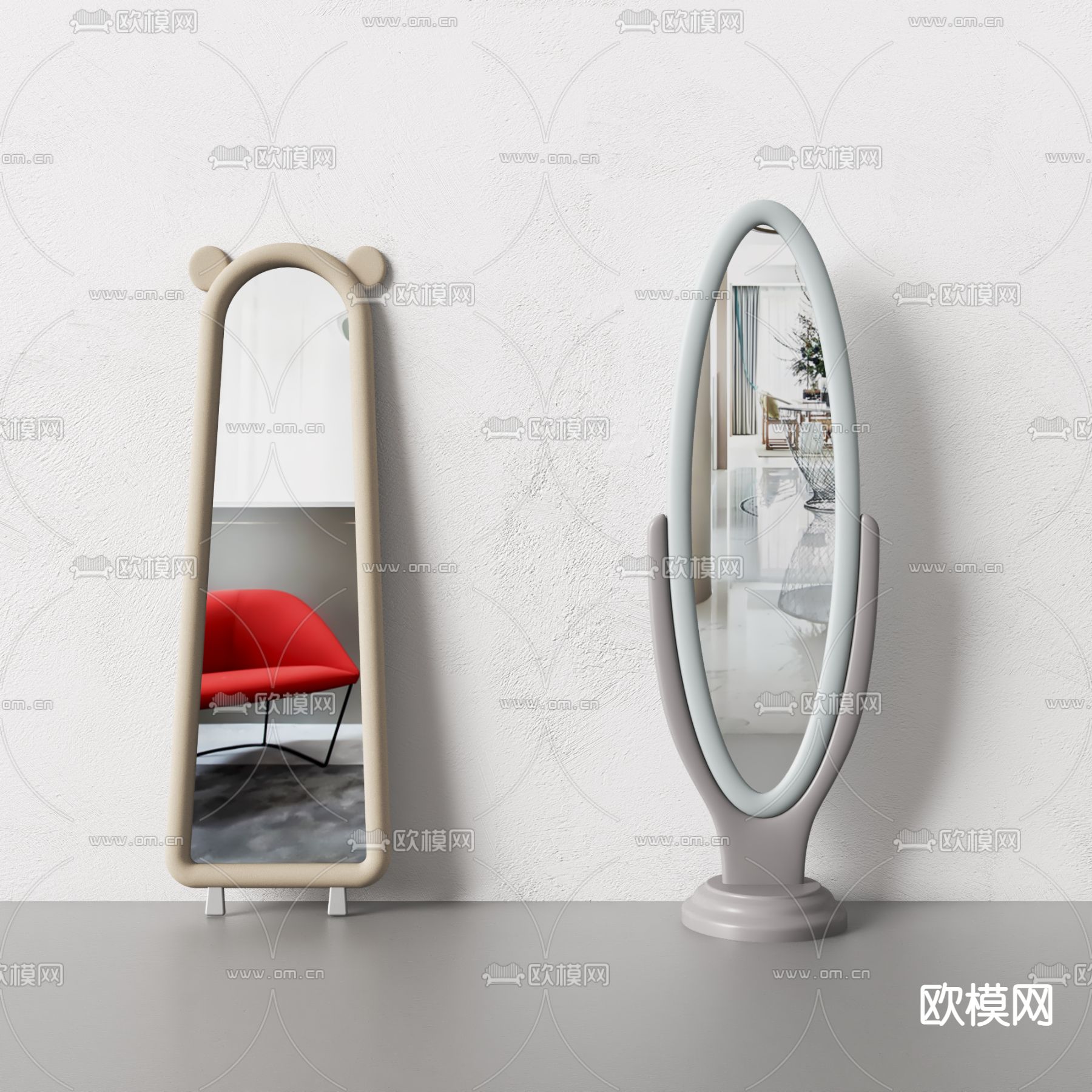 现代全身镜 穿衣镜su模型
