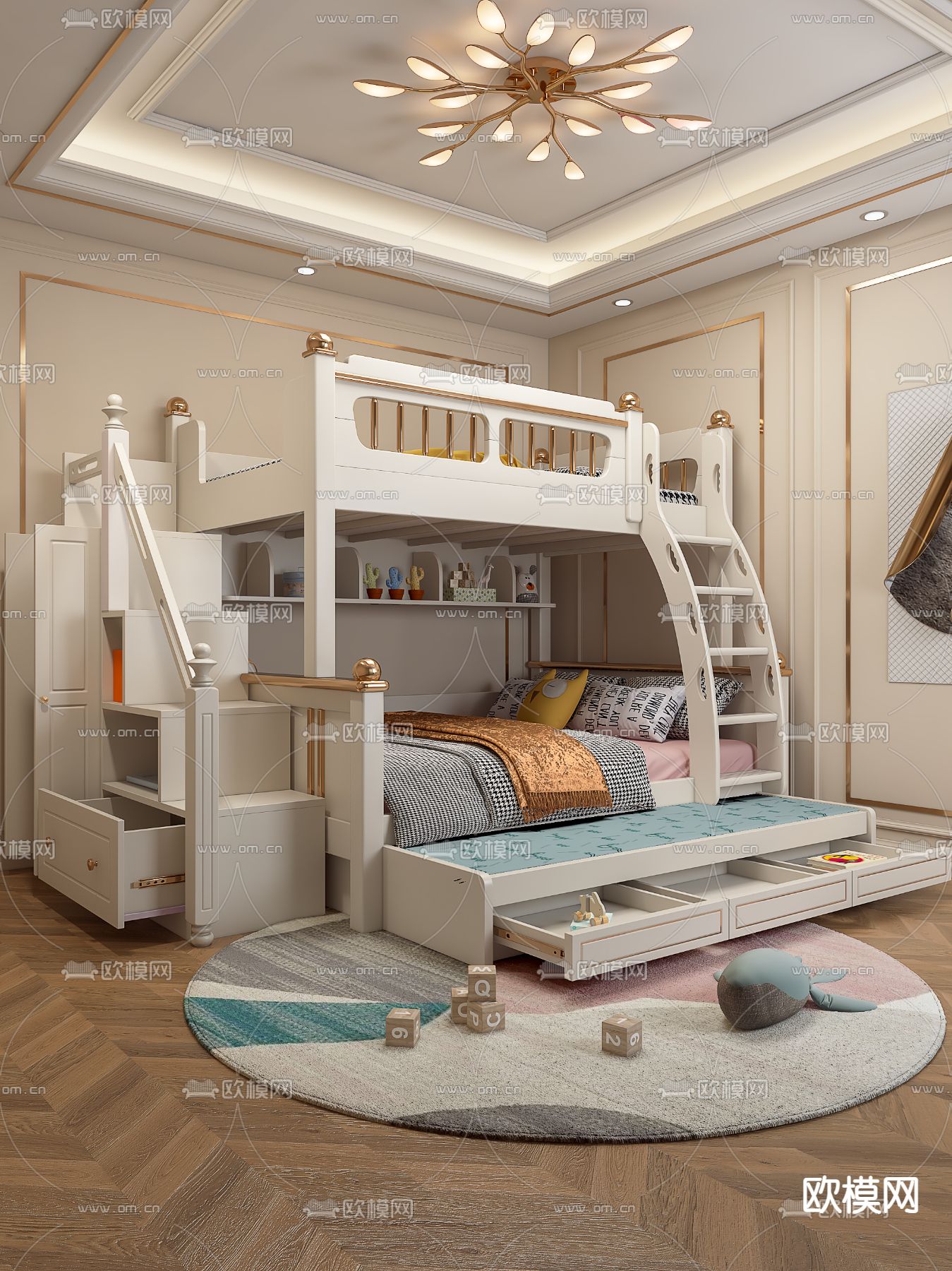轻奢儿童房3d模型下载