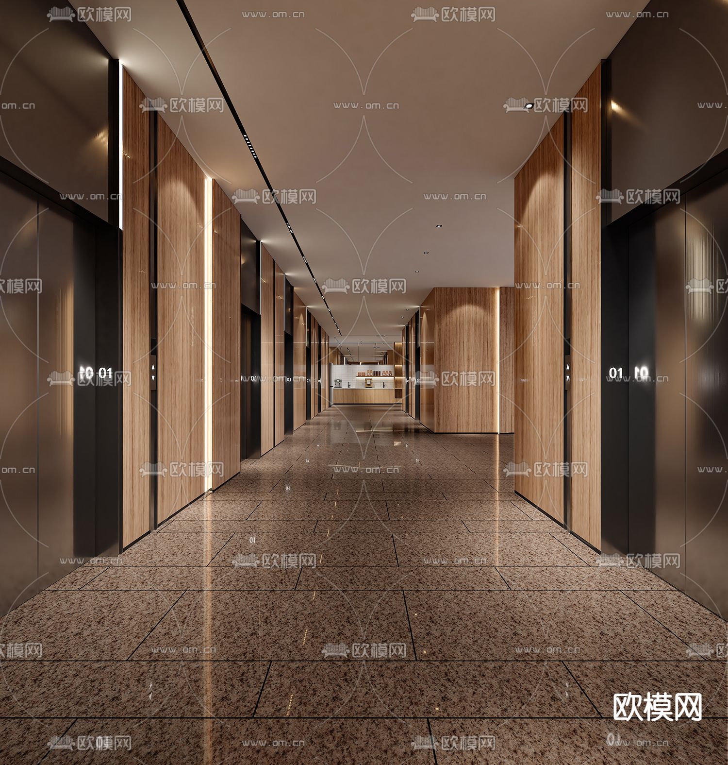 轻奢酒店大堂 过道3d模型下载（渲染图3）