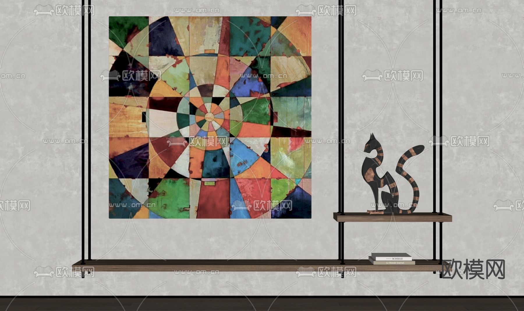 侘寂风装饰画su模型下载（渲染图2）