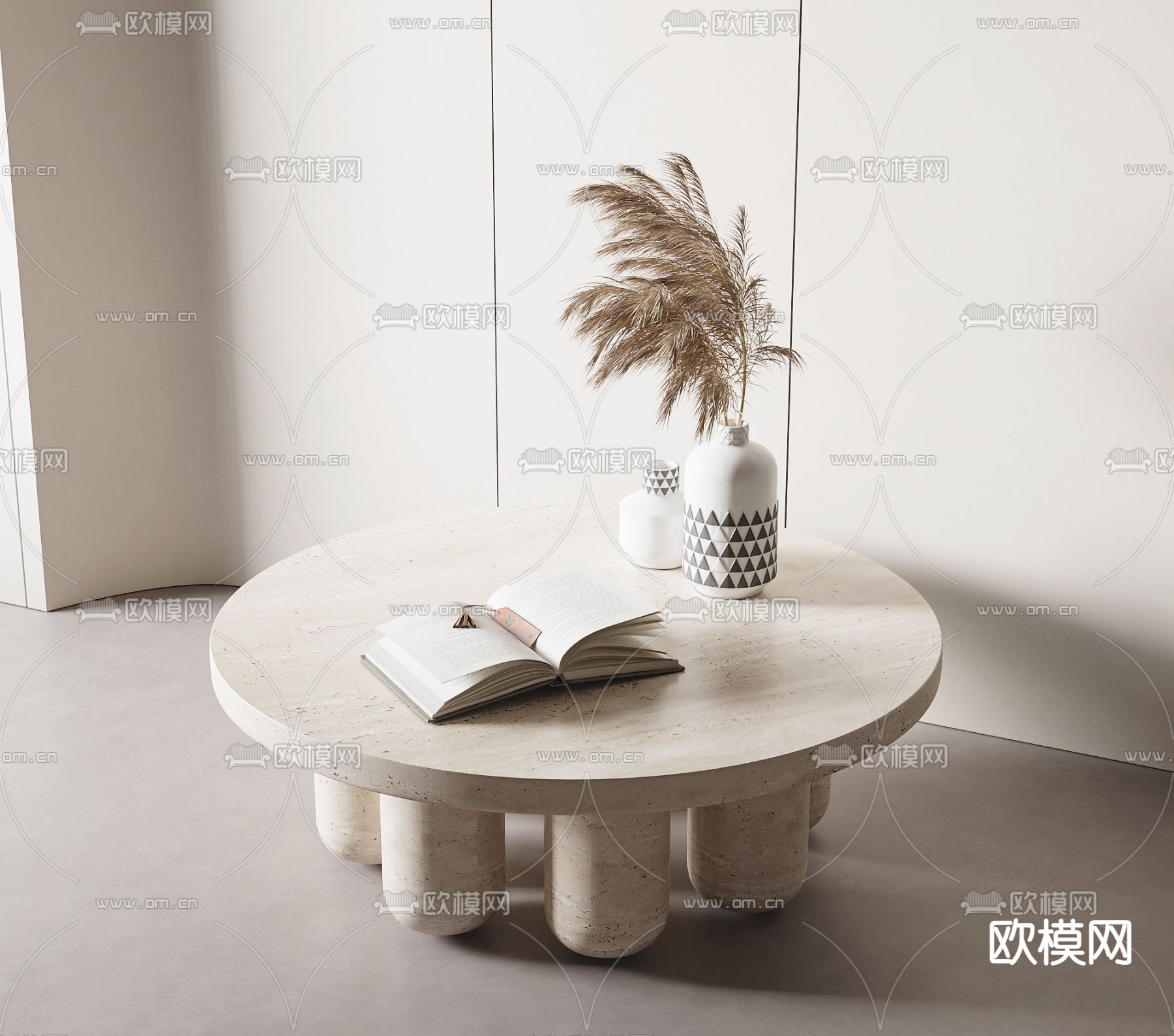 侘寂风茶几3d模型下载