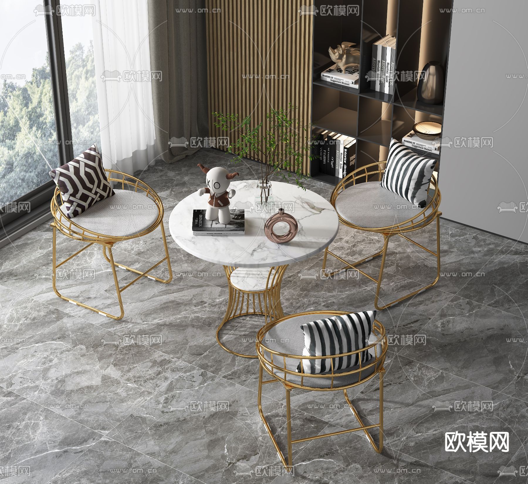 轻奢休闲桌椅3d模型下载