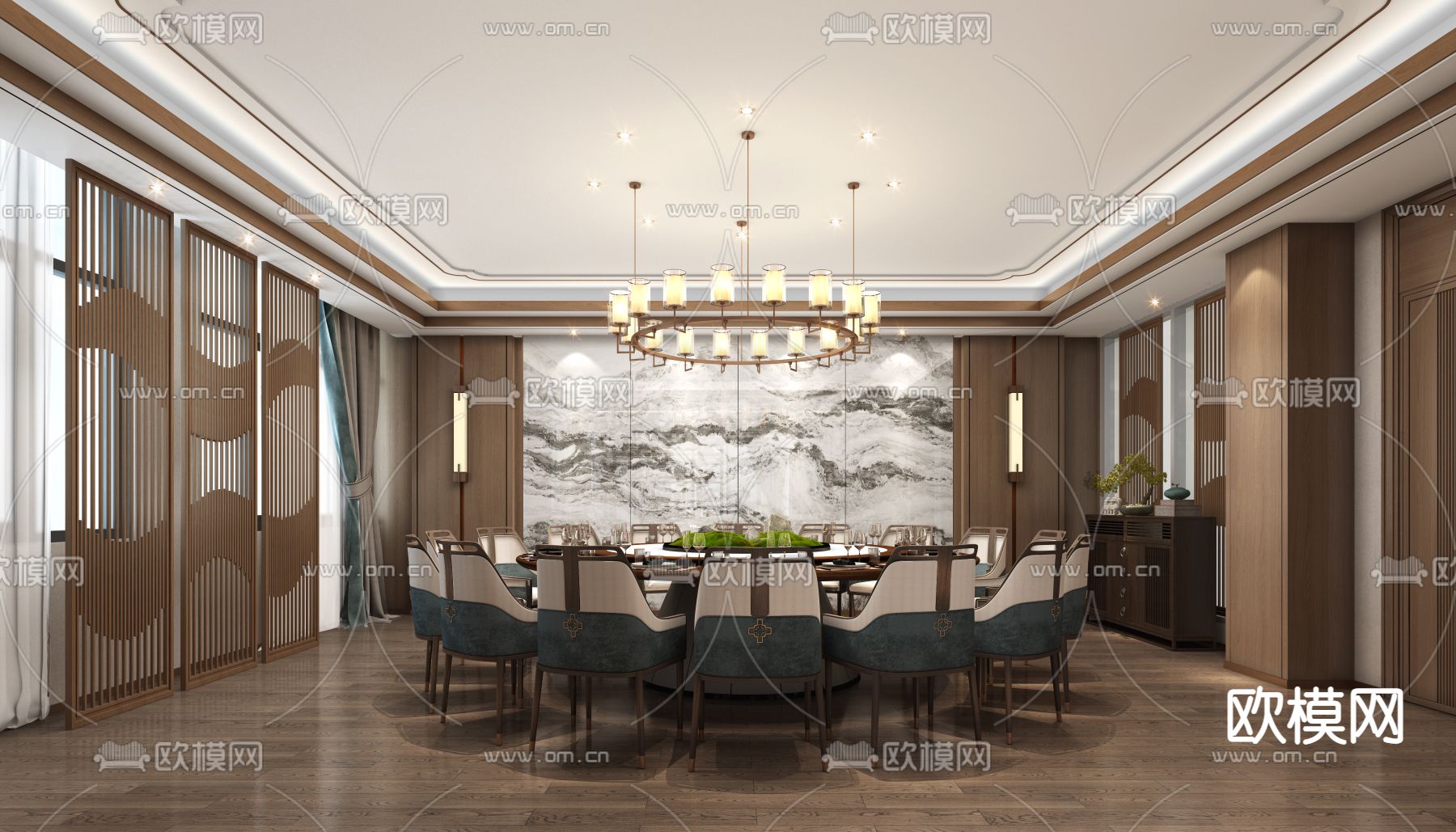 中餐厅 包房 包厢3d模型下载_ID10001933_3dmax免费模型-欧模网
