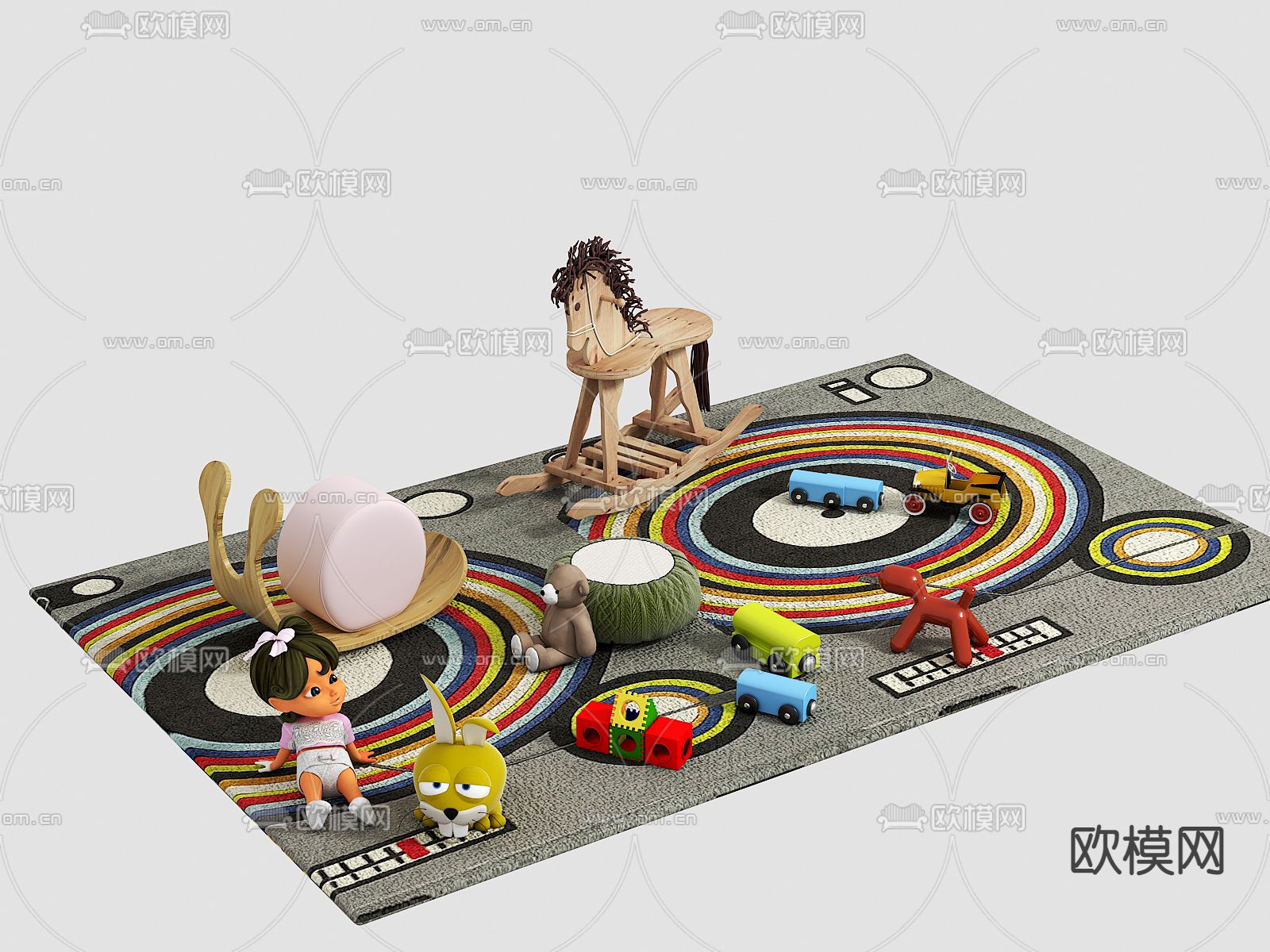 儿童玩偶 玩具车 木马玩具3d模型